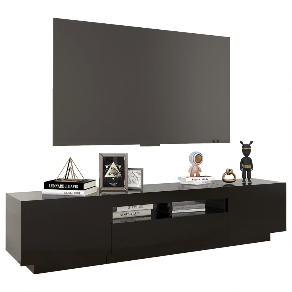 fekete TV-szekrény LED-lámpákkal 180 x 35 x 40 cm