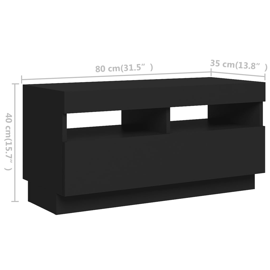 fekete TV-szekrény LED-lámpákkal 180 x 35 x 40 cm