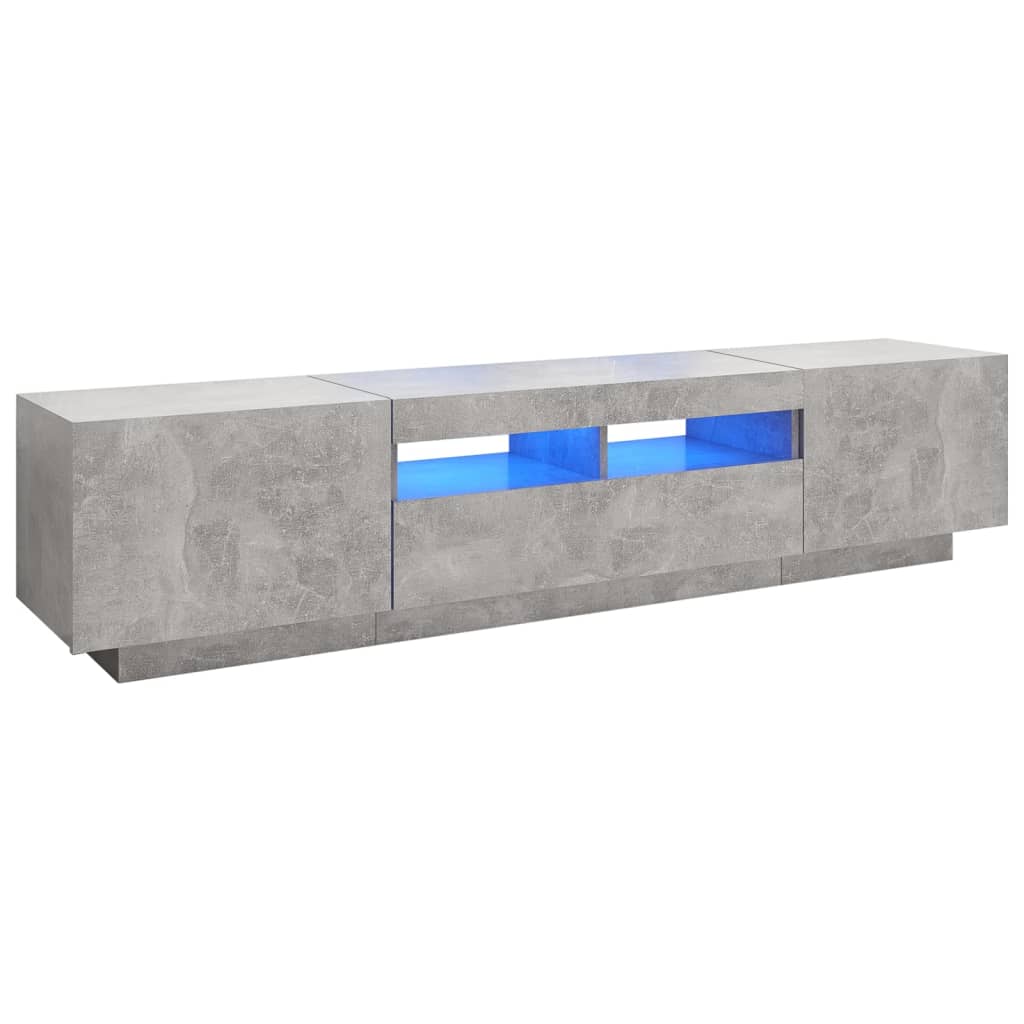 betonszürke TV-szekrény LED-lámpákkal 180 x 35 x 40 cm