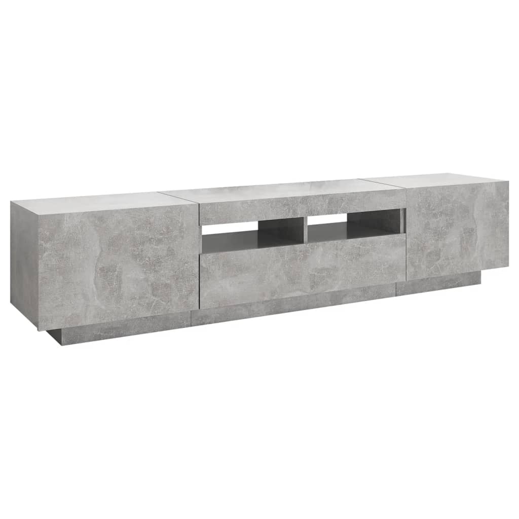 betonszürke TV-szekrény LED-lámpákkal 180 x 35 x 40 cm