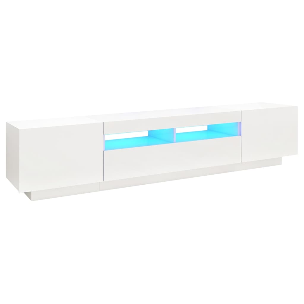 fehér TV-szekrény LED-lámpákkal 200 x 35 x 40 cm