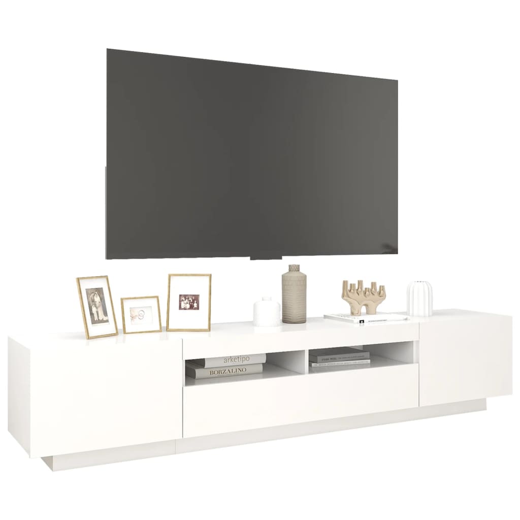 fehér TV-szekrény LED-lámpákkal 200 x 35 x 40 cm