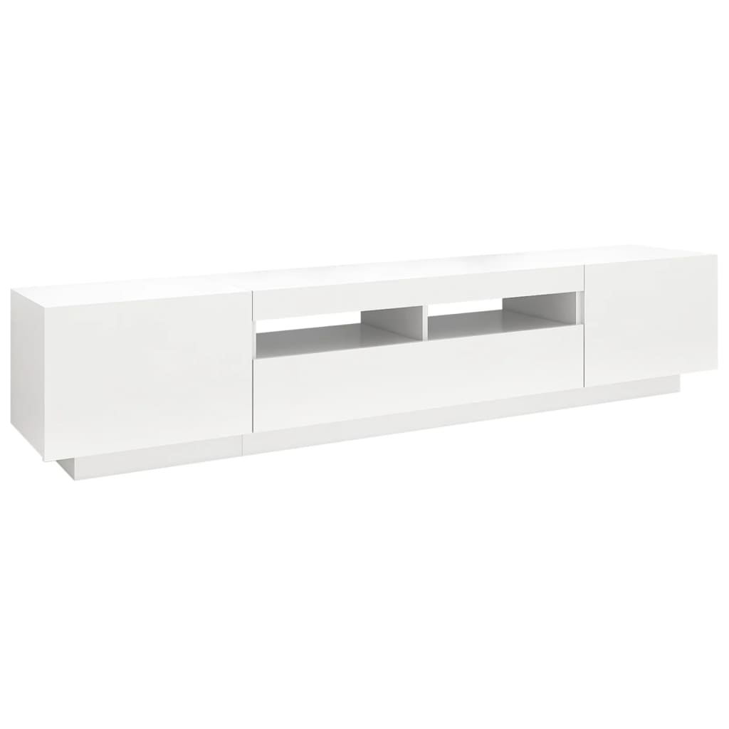 fehér TV-szekrény LED-lámpákkal 200 x 35 x 40 cm