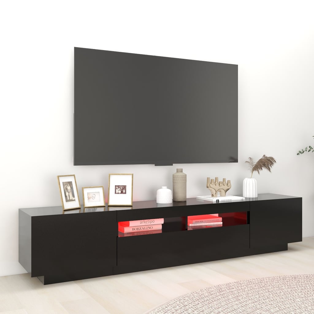fekete TV-szekrény LED-lámpákkal 200 x 35 x 40 cm