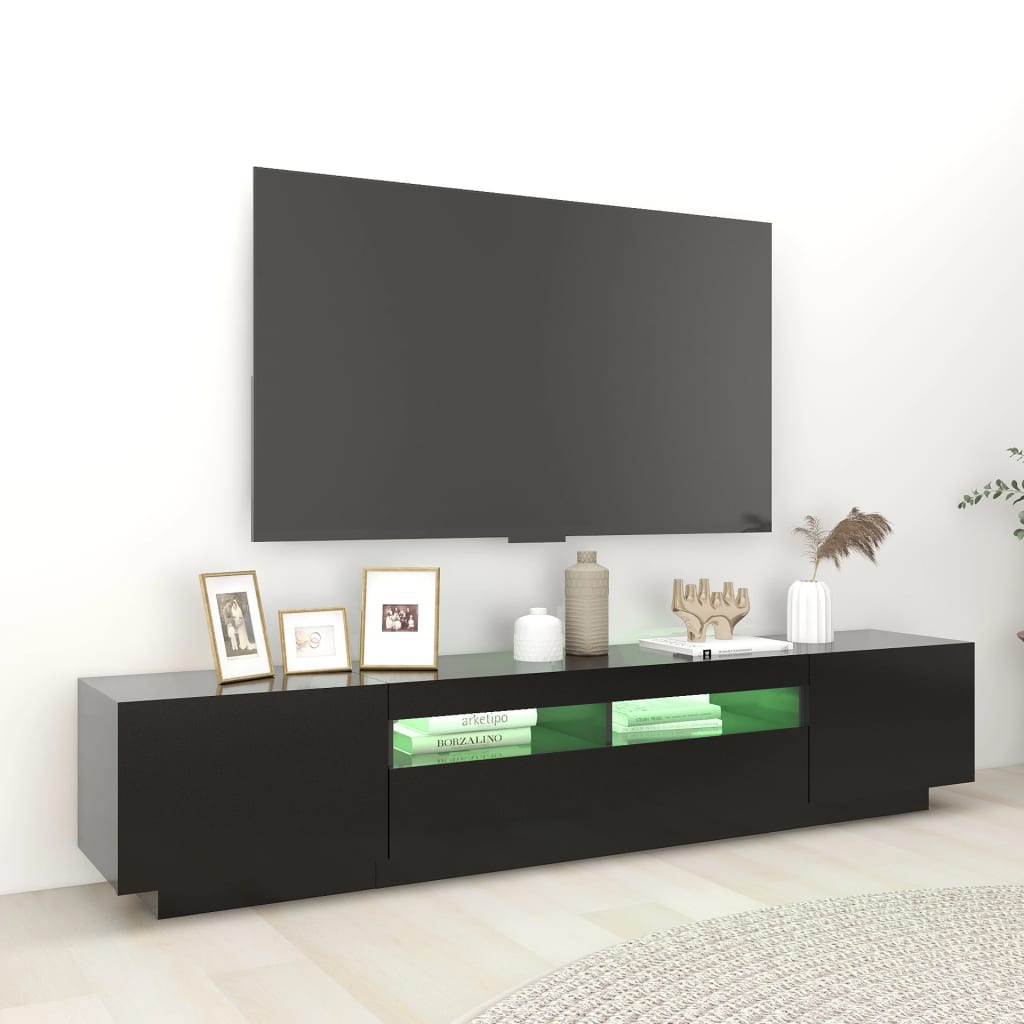 fekete TV-szekrény LED-lámpákkal 200 x 35 x 40 cm