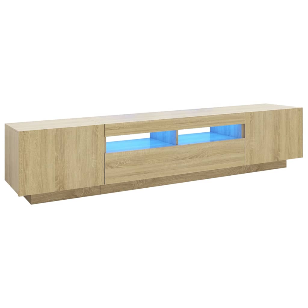 sonoma tölgy színű TV-szekrény LED-lámpákkal 200 x 35 x 40 cm