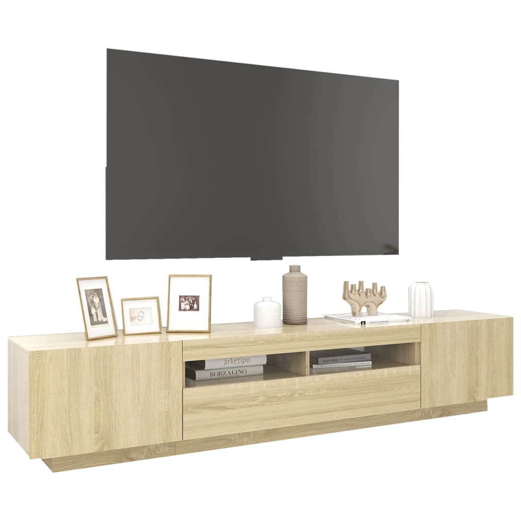 sonoma tölgy színű TV-szekrény LED-lámpákkal 200 x 35 x 40 cm