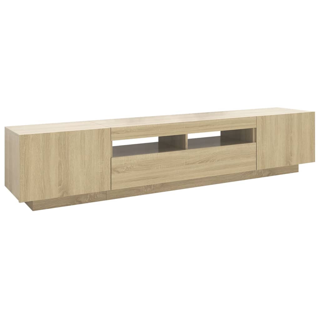 sonoma tölgy színű TV-szekrény LED-lámpákkal 200 x 35 x 40 cm