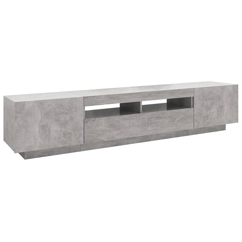 betonszürke TV-szekrény LED-lámpákkal 200 x 35 x 40 cm