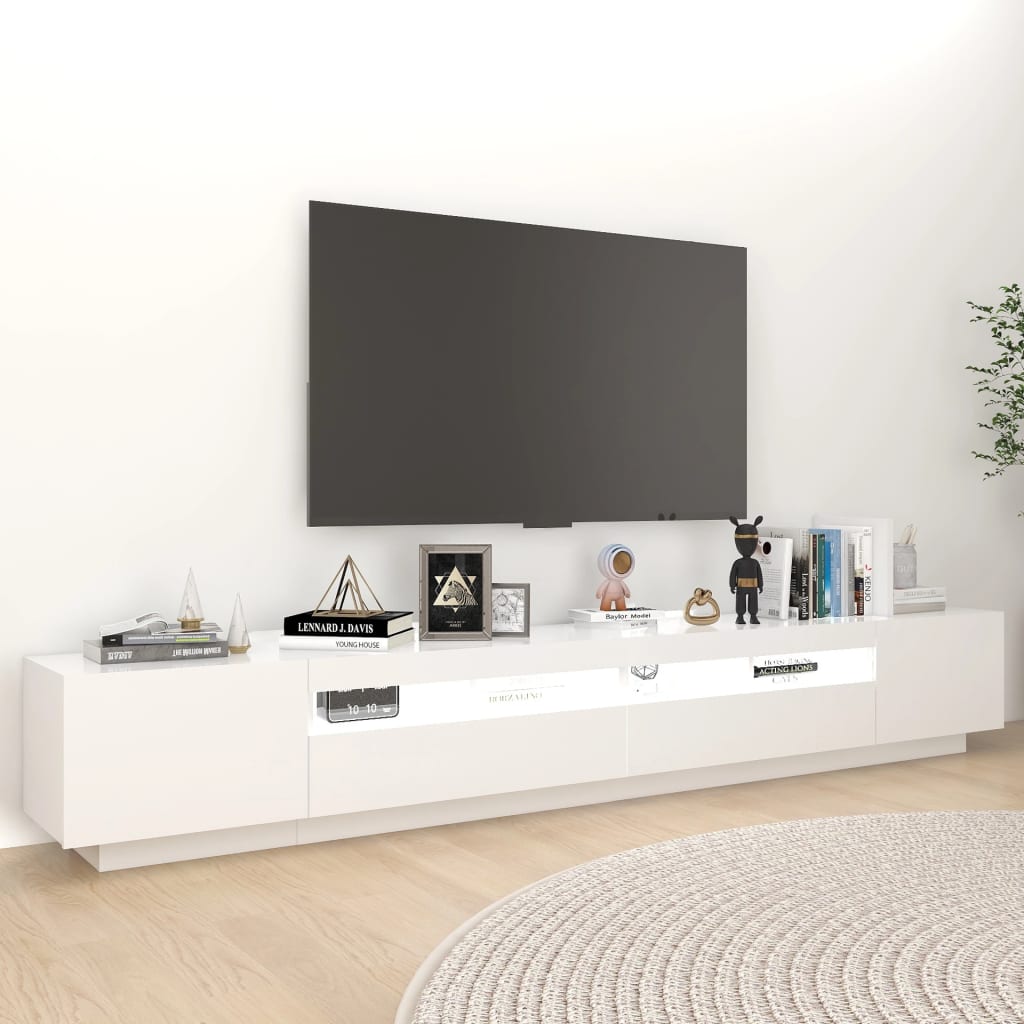 fehér TV-szekrény LED-lámpákkal 260 x 35 x 40 cm