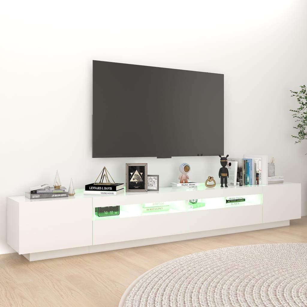 fehér TV-szekrény LED-lámpákkal 260 x 35 x 40 cm