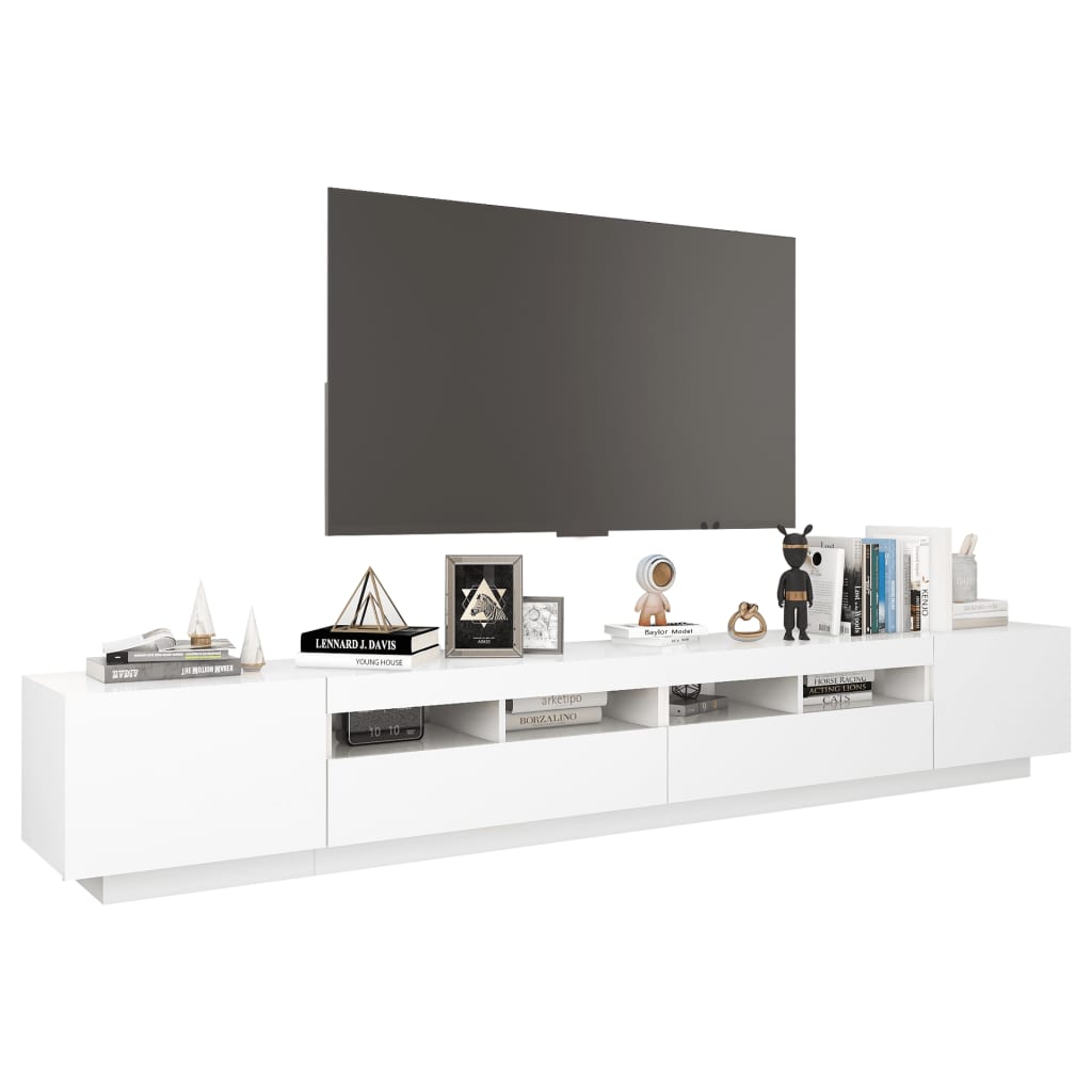 fehér TV-szekrény LED-lámpákkal 260 x 35 x 40 cm