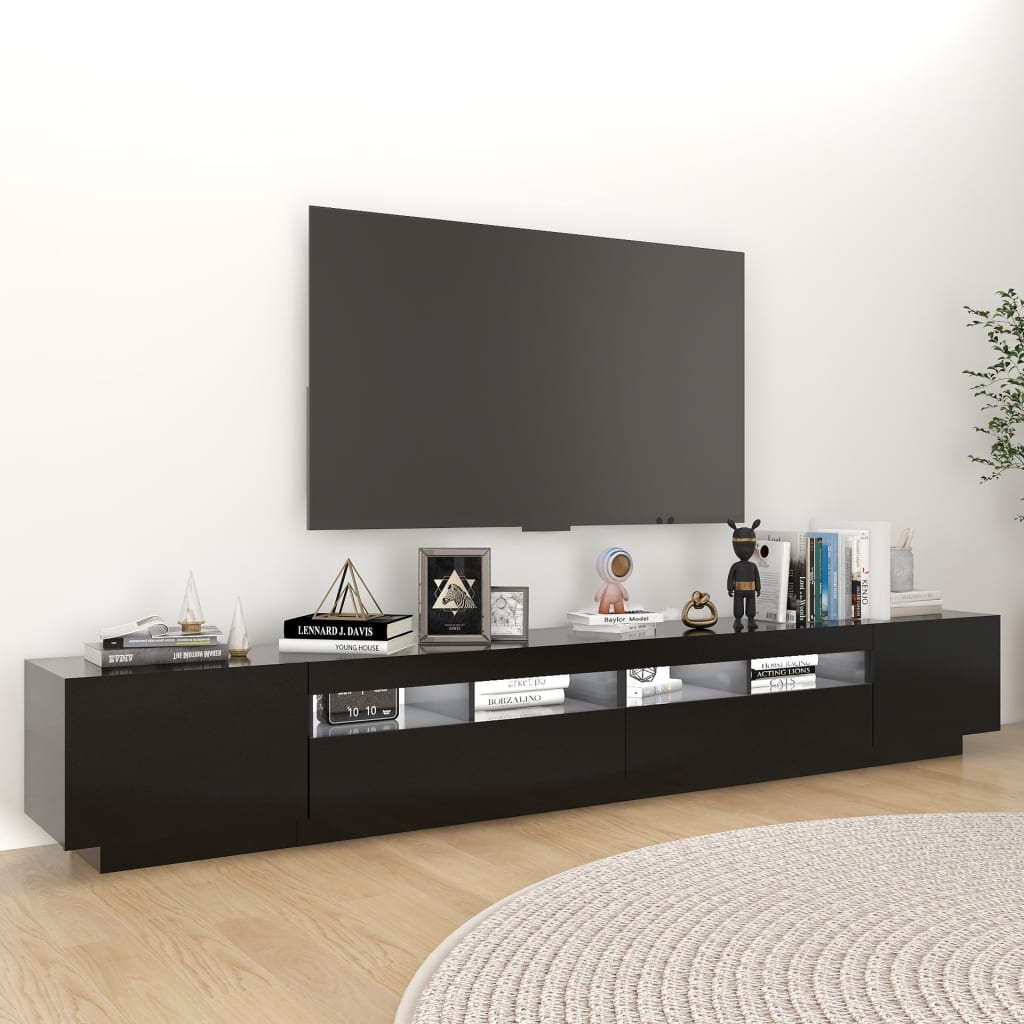 fekete TV-szekrény LED-lámpákkal 260 x 35 x 40 cm