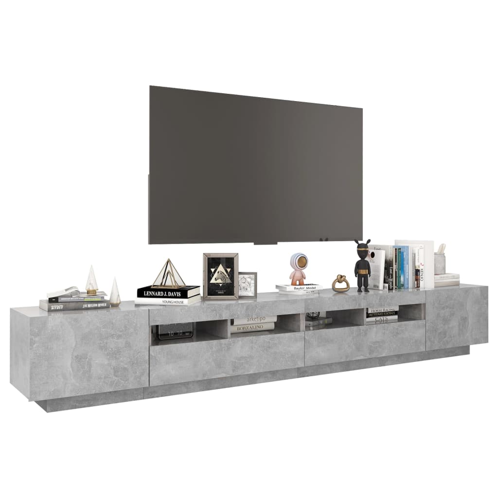 betonszürke TV-szekrény LED-lámpákkal 260 x 35 x 40 cm