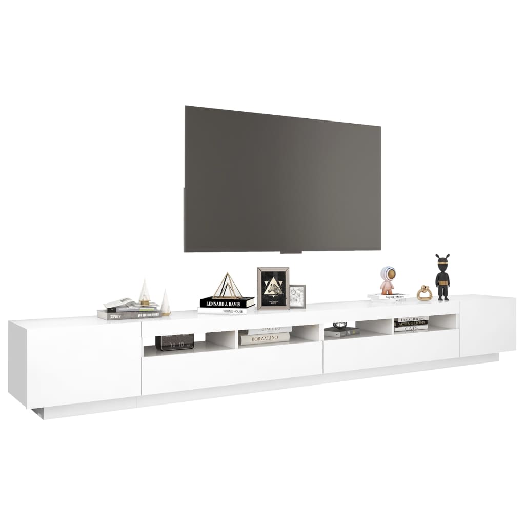 fehér TV-szekrény LED-lámpákkal 300 x 35 x 40 cm
