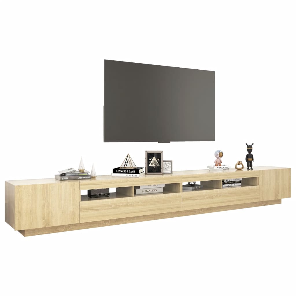 sonoma tölgy színű TV-szekrény LED-lámpákkal 300 x 35 x 40 cm