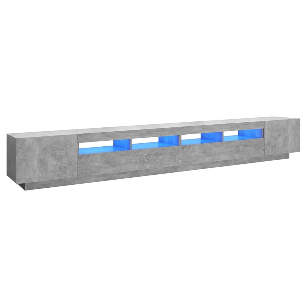 betonszürke TV-szekrény LED-lámpákkal 300 x 35 x 40 cm