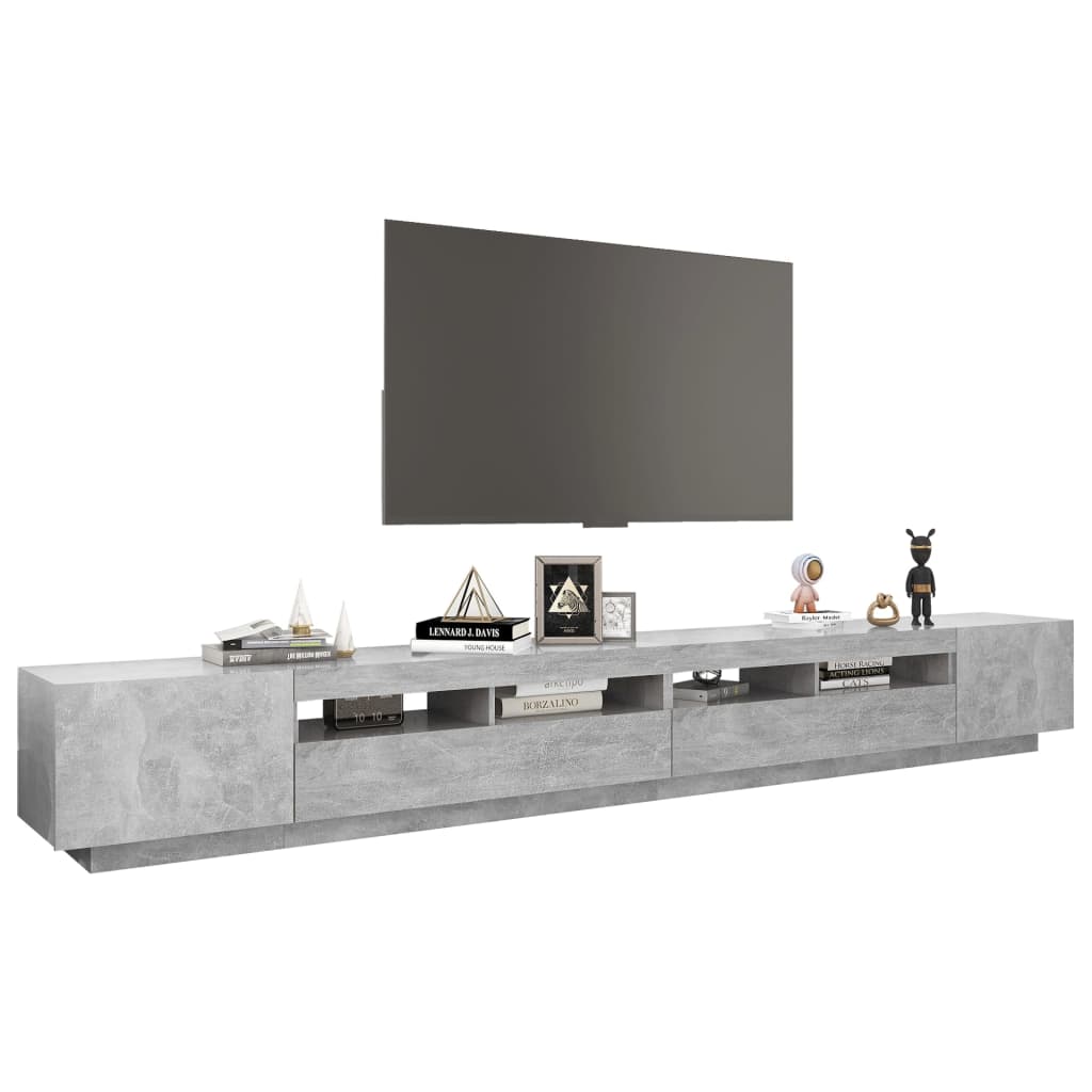 betonszürke TV-szekrény LED-lámpákkal 300 x 35 x 40 cm