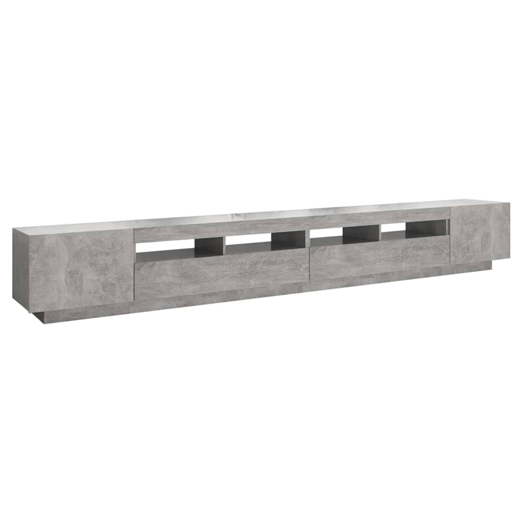 betonszürke TV-szekrény LED-lámpákkal 300 x 35 x 40 cm