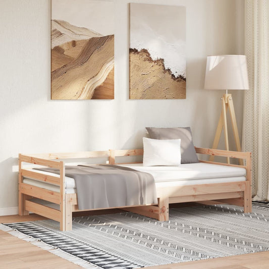 tömör fenyőfa kihúzható kanapéágy 2 x (90 x 200) cm