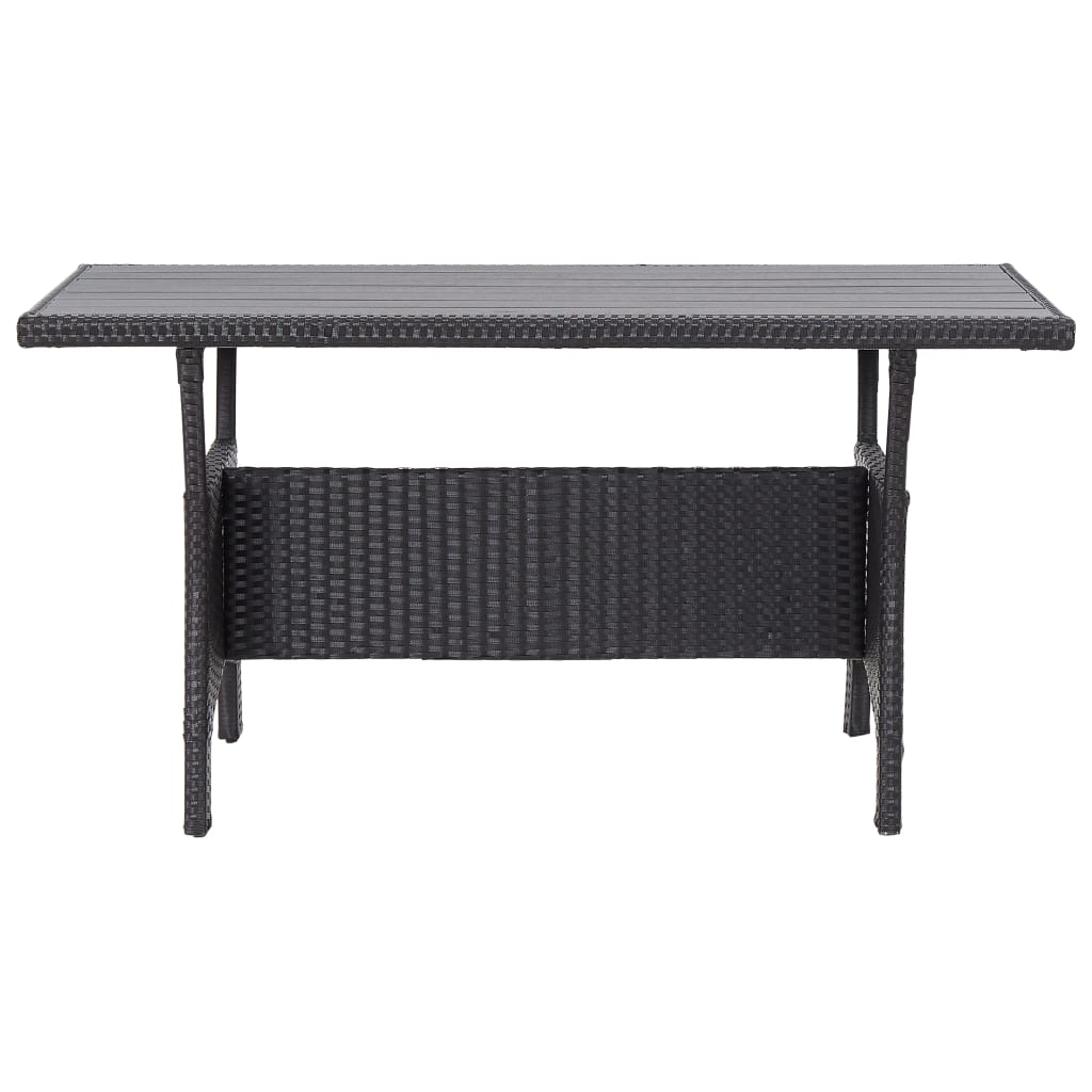 fekete polyrattan kerti asztal 120 x 70 x 66 cm