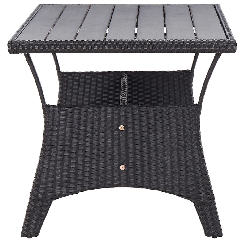 fekete polyrattan kerti asztal 120 x 70 x 66 cm