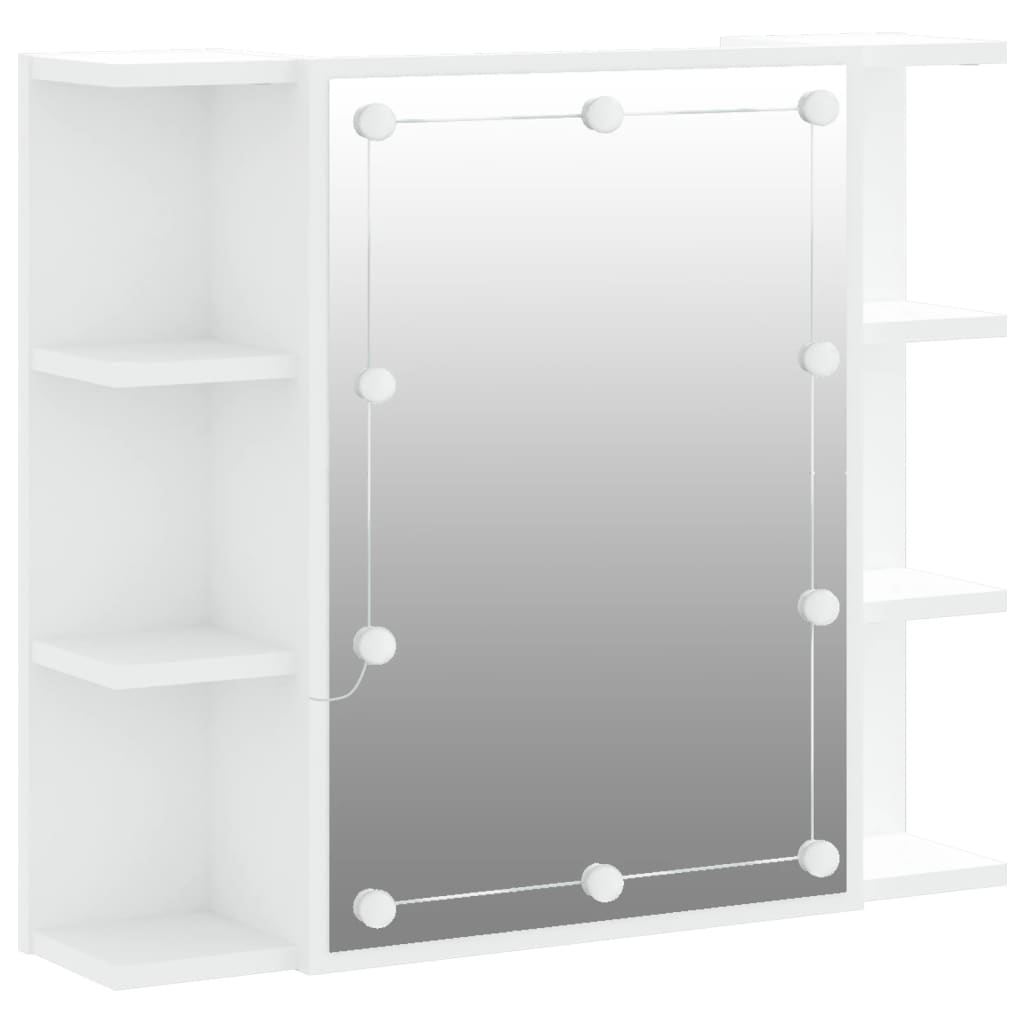 fehér tükrös szekrény LED-ekkel 70 x 16,5 x 60 cm