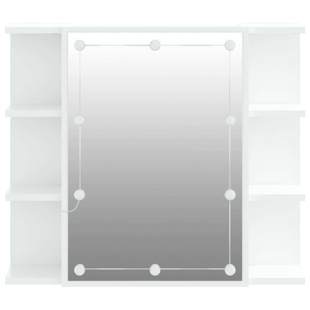 fehér tükrös szekrény LED-ekkel 70 x 16,5 x 60 cm
