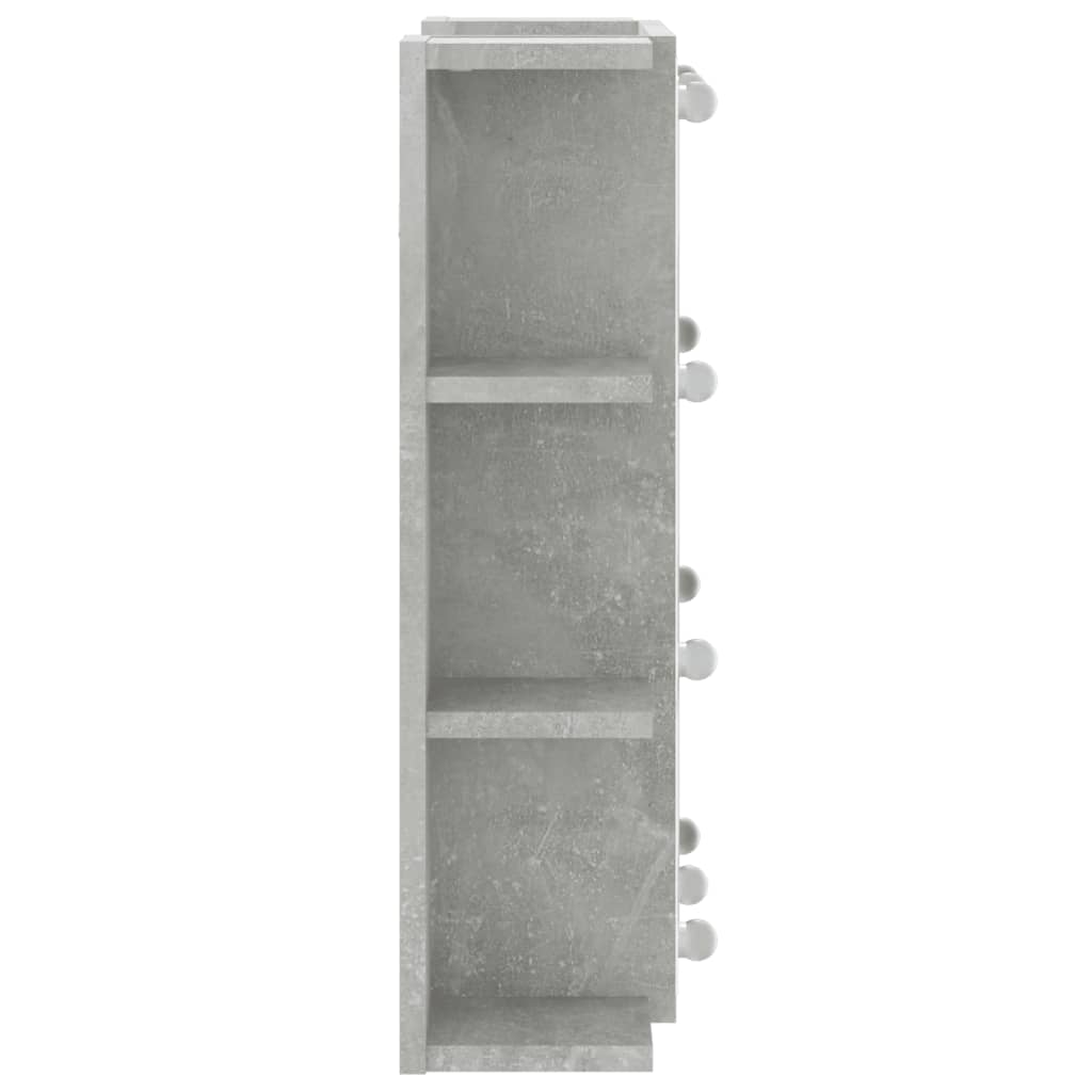 betonszürke tükrös szekrény LED-ekkel 70 x 16,5 x 60 cm