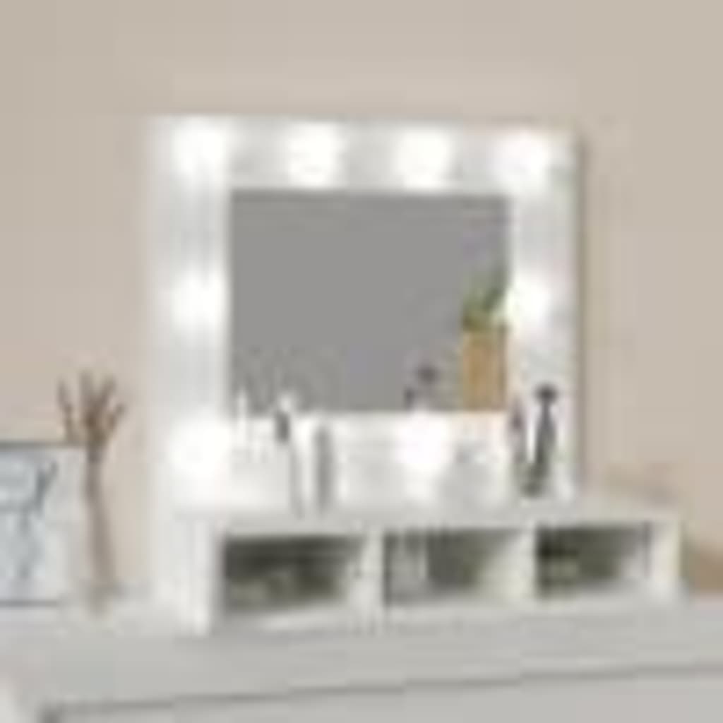 fehér tükrös szekrény LED-ekkel 60 x 31,5 x 62 cm