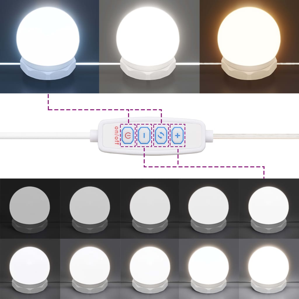 fehér tükrös szekrény LED-ekkel 60 x 31,5 x 62 cm