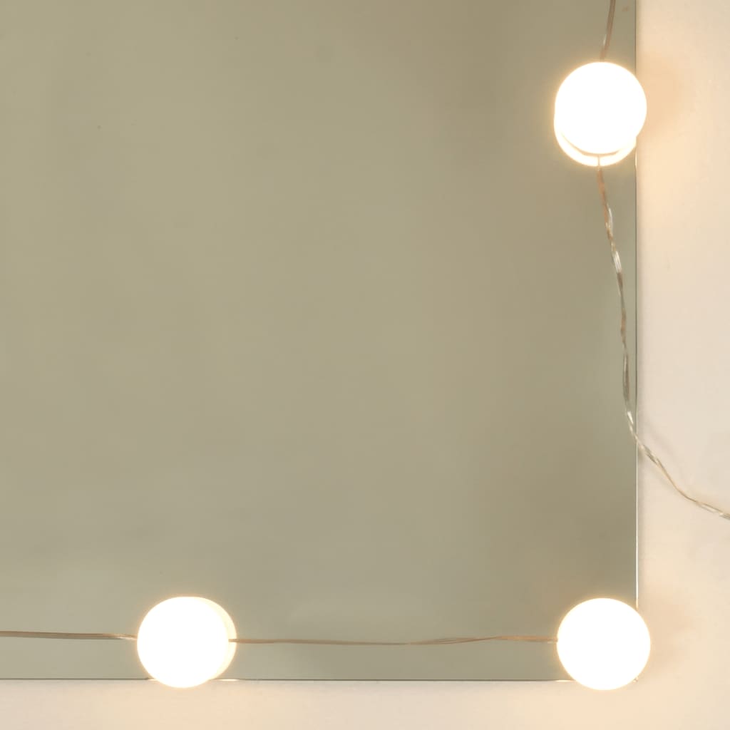 betonszürke tükrös szekrény LED-ekkel 60 x 31,5 x 62 cm