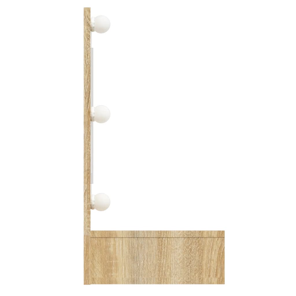 sonoma tölgy tükrös szekrény LED-ekkel 90 x 31,5 x 62 cm