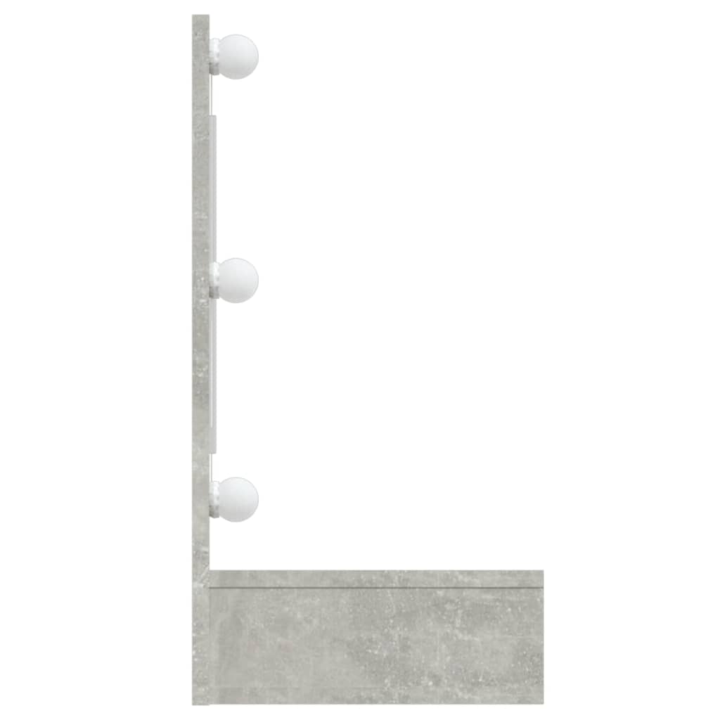 betonszürke tükrös szekrény LED-ekkel 90 x 31,5 x 62 cm