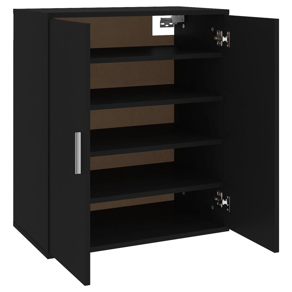 vidaX fekete szerelt fa cipősszekrény 60 x 35 x 70 cm