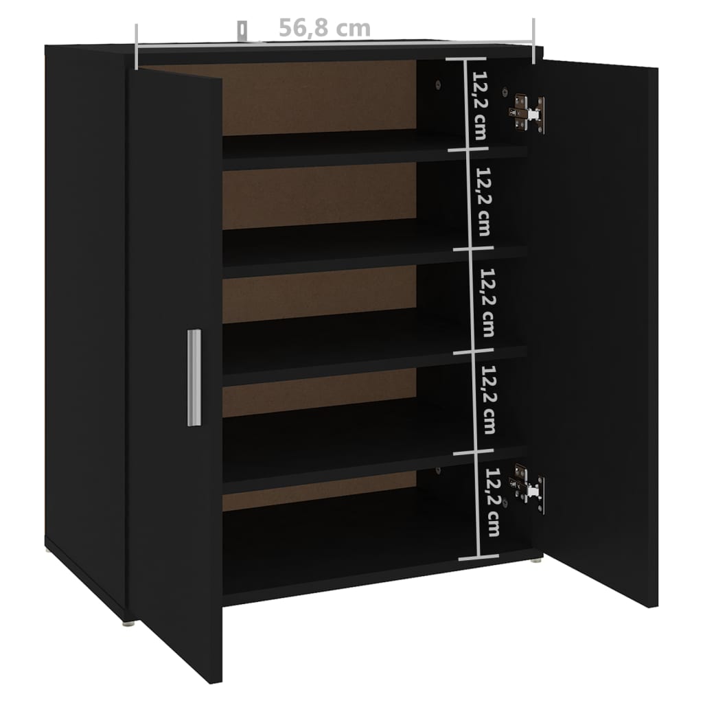 vidaX fekete szerelt fa cipősszekrény 60 x 35 x 70 cm