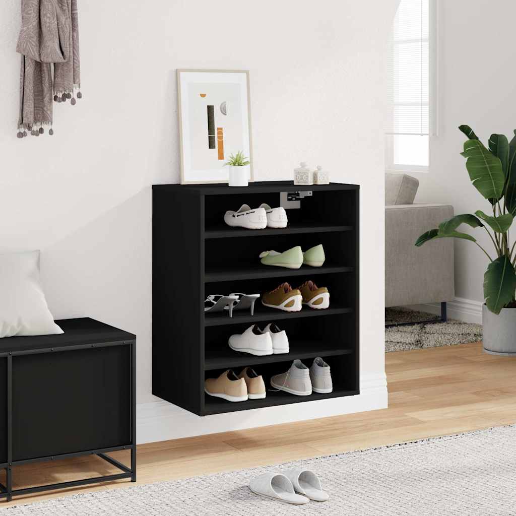 vidaX fekete szerelt fa cipősszekrény 60 x 35 x 70 cm