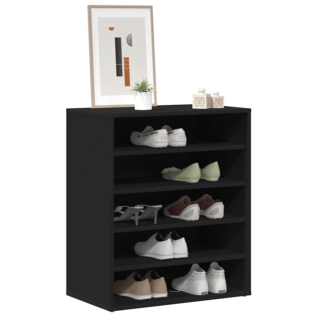 vidaX fekete szerelt fa cipősszekrény 60 x 35 x 70 cm