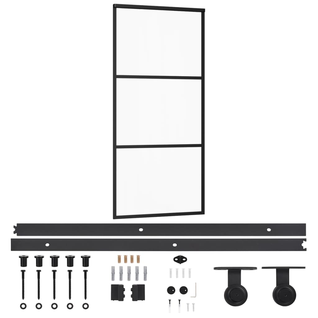 ESG üveg és alumínium tolóajtó fémszerelvény-szettel 90x205 cm
