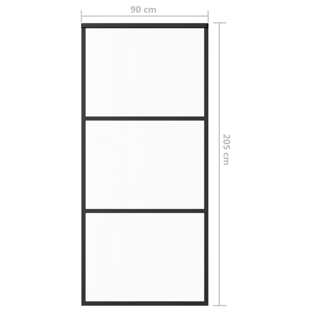 ESG üveg és alumínium tolóajtó fémszerelvény-szettel 90x205 cm