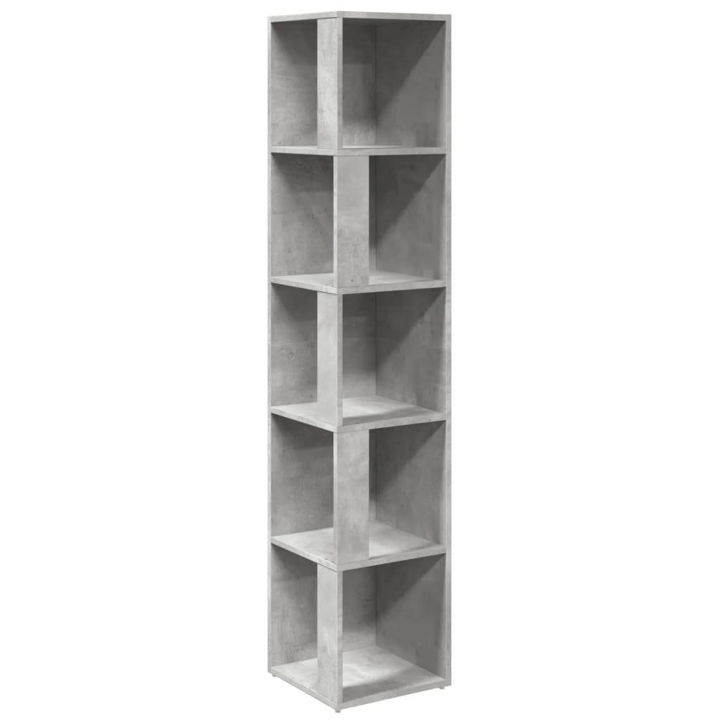 betonszürke szerelt fa sarokszekrény 33 x 33 x 164,5 cm