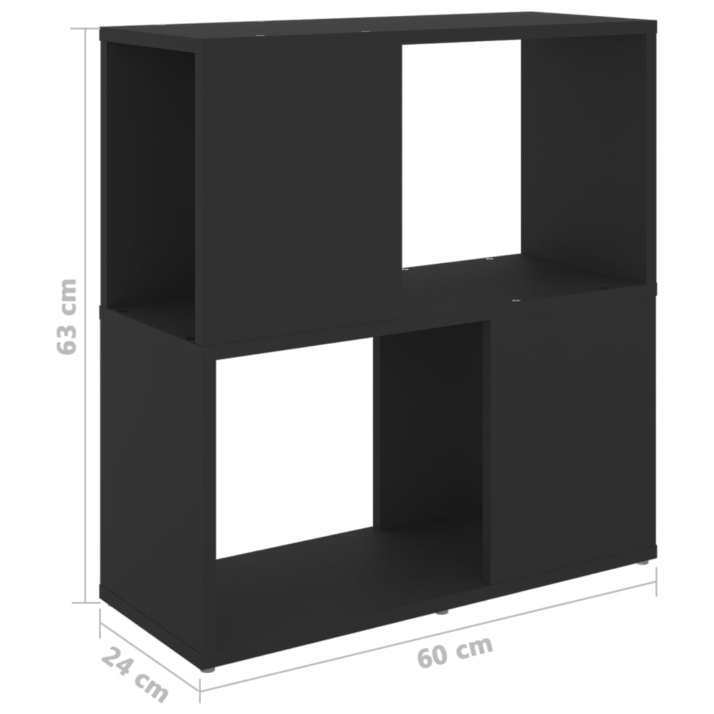 fekete szerelt fa könyvszekrény 60 x 24 x 63 cm
