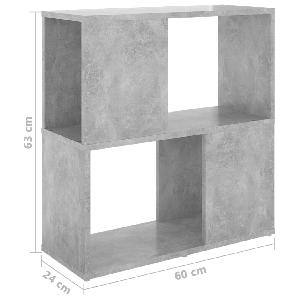 betonszürke szerelt fa könyvszekrény 60 x 24 x 63 cm