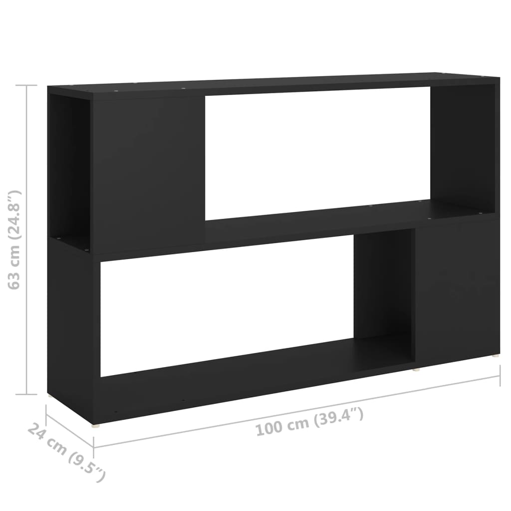 fekete szerelt fa könyvszekrény 100 x 24 x 63 cm