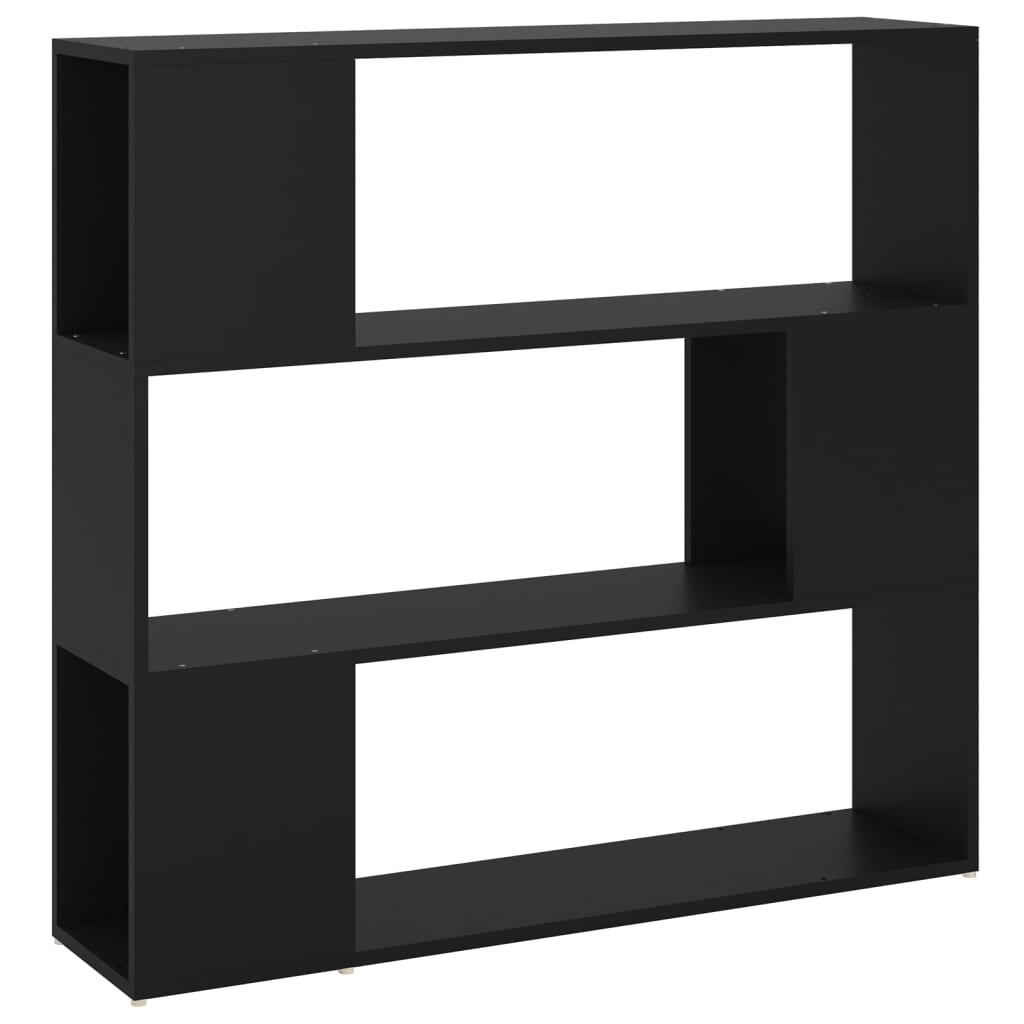 fekete szerelt fa térelválasztó könyvszekrény 100 x 24 x 94 cm