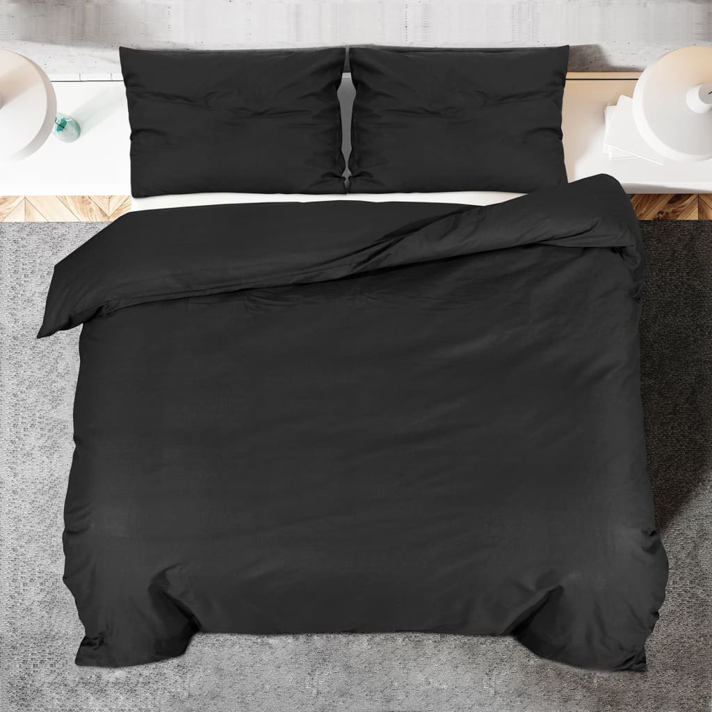fekete pamut ágyneműhuzat-garnitúra 220 x 240 cm