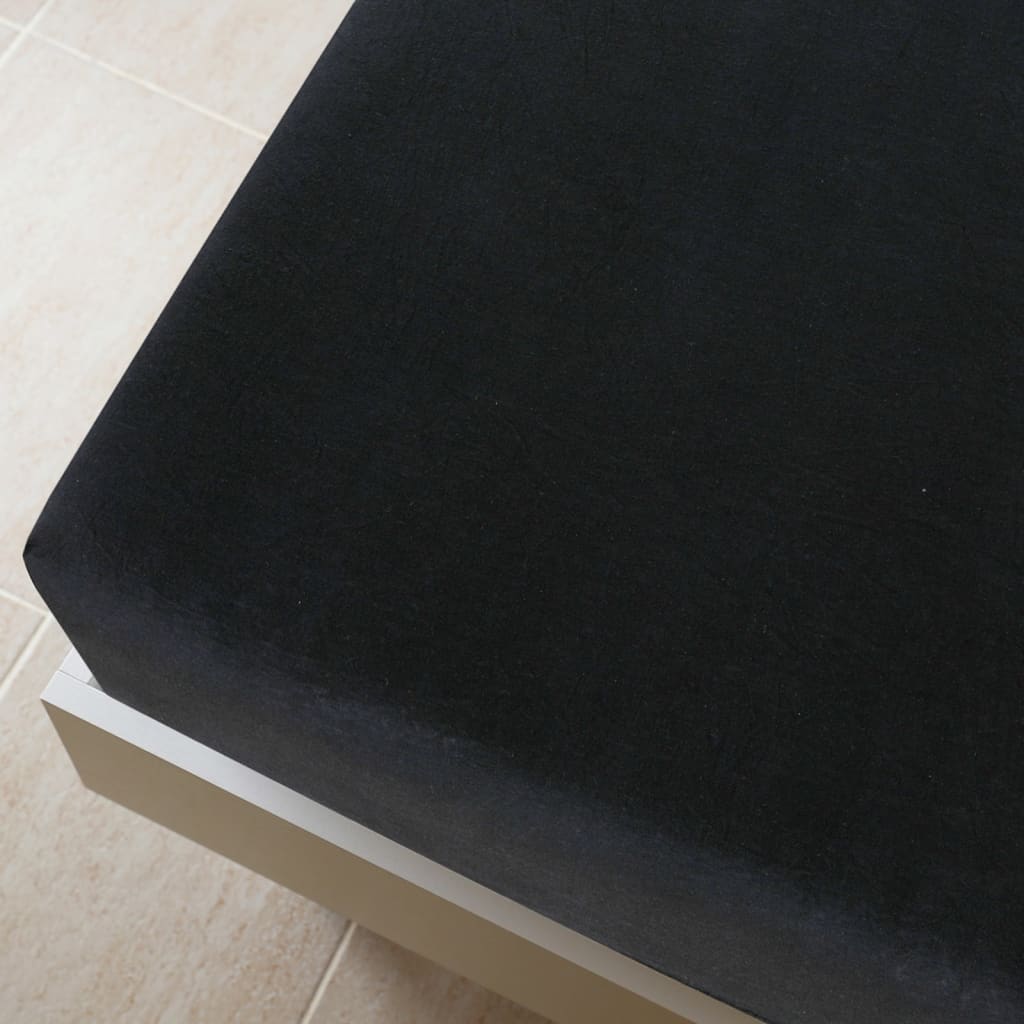 fekete pamutdzsörzé gumis lepedő 90 x 200 cm