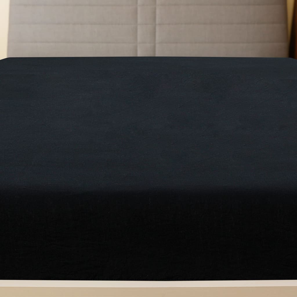 fekete pamutdzsörzé gumis lepedő 160x200 cm