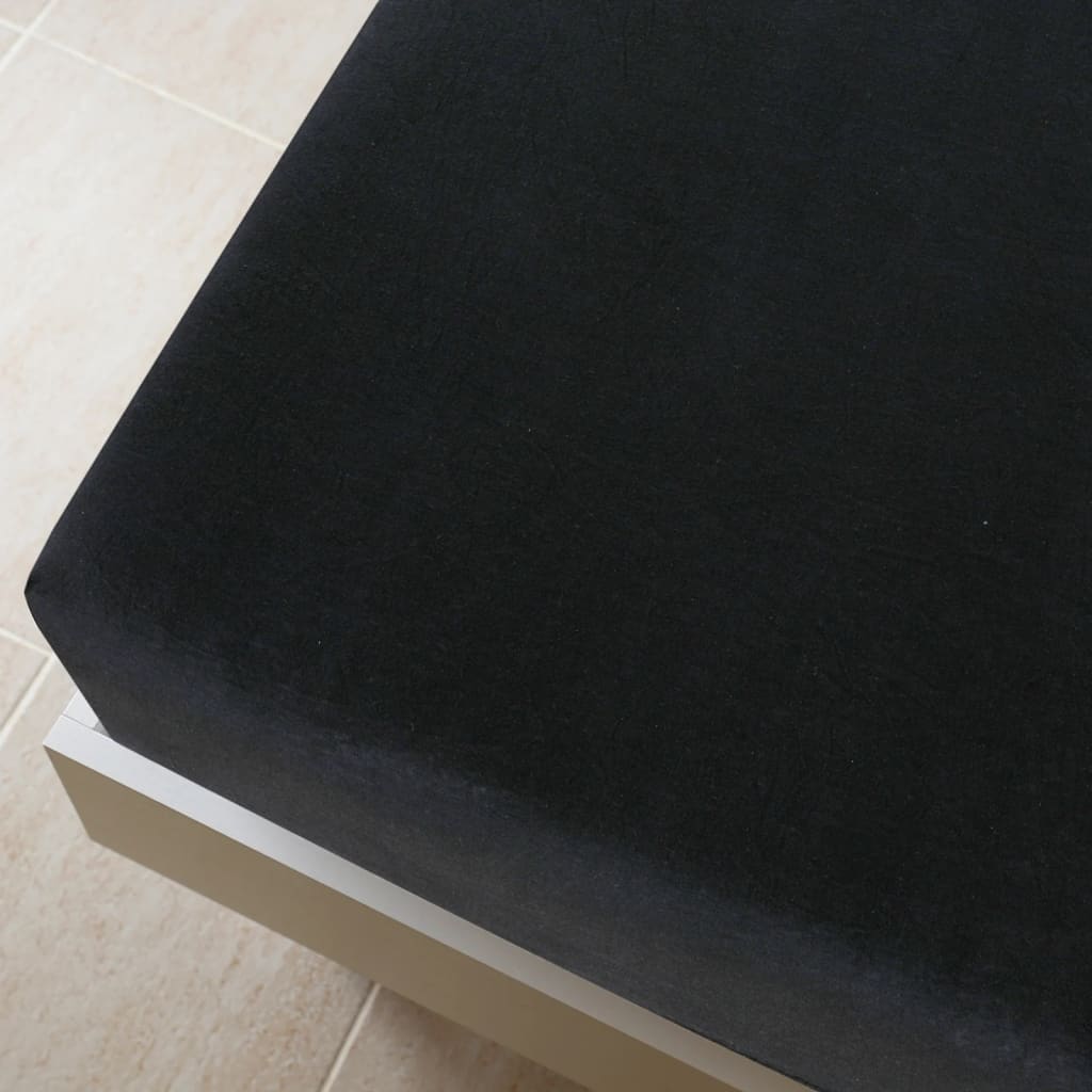 fekete pamutdzsörzé gumis lepedő 160x200 cm