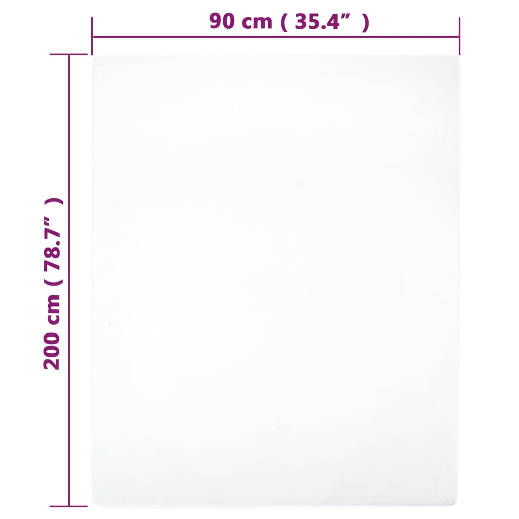 fehér pamutdzsörzé gumis lepedő 90x200 cm